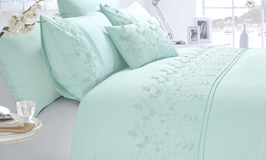 Image 2: Papillion Butterfly Embroidered Duvet Set 