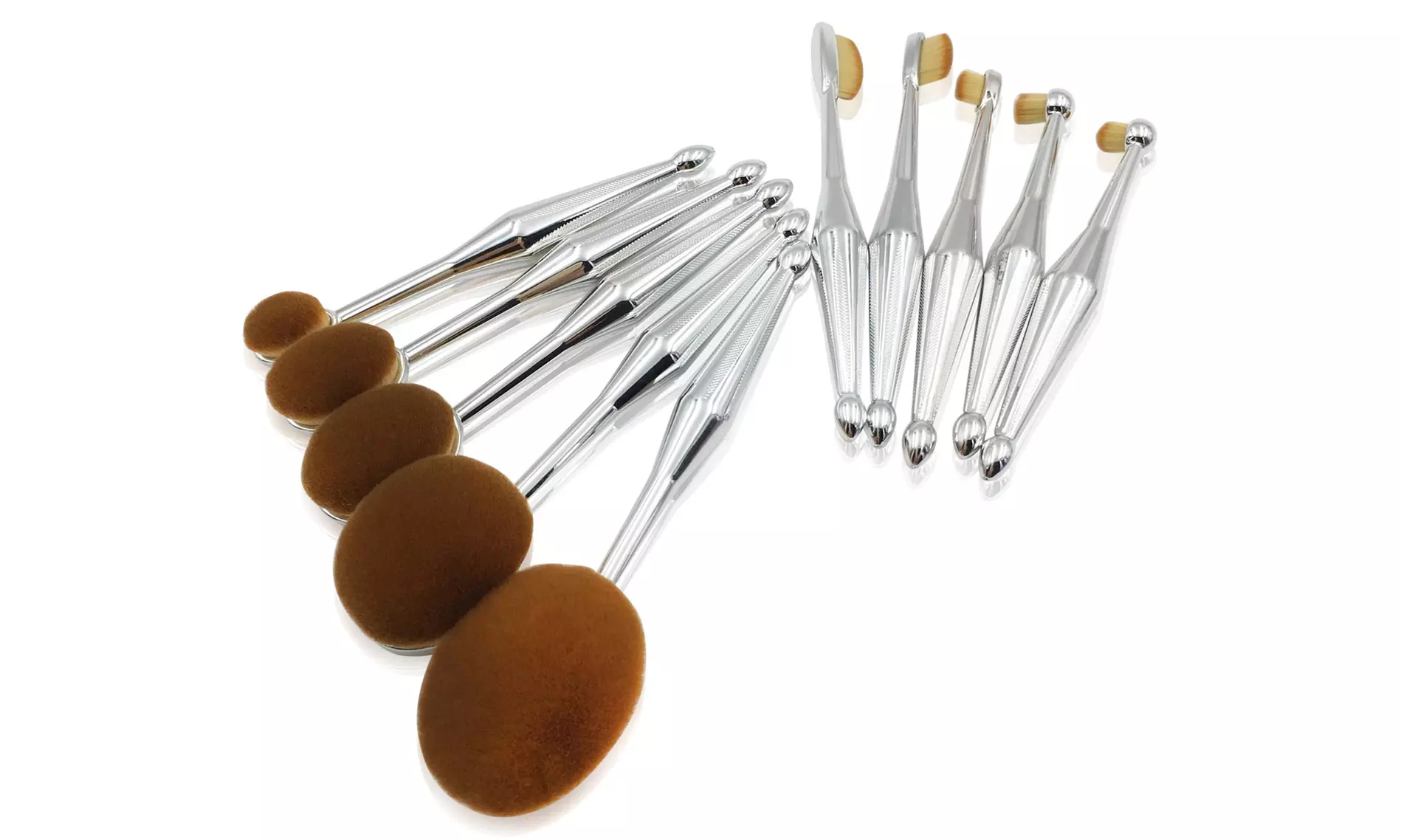 Zoe Ayla Cosmetics Oval Makeup Brush Set (10-Piece) - Second Medium