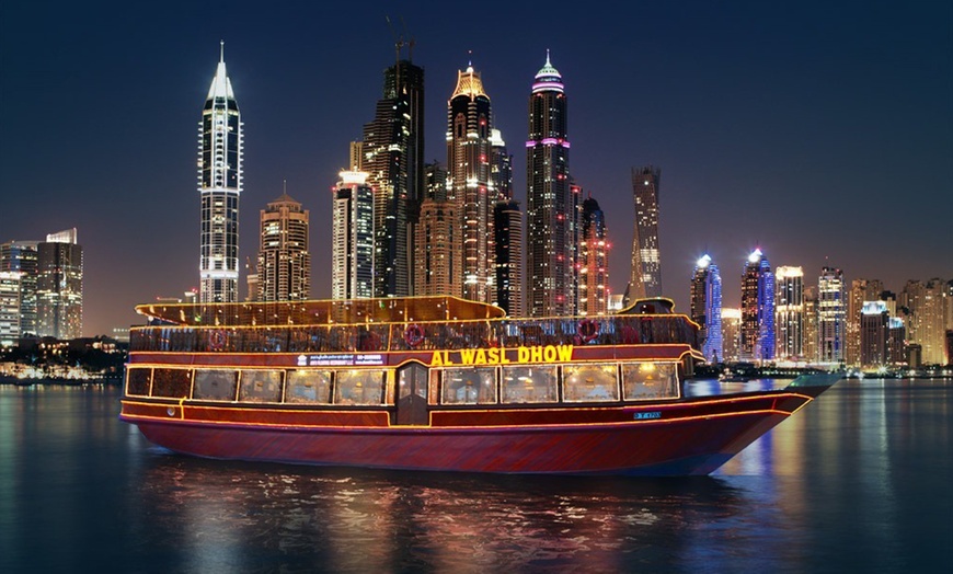 Image 1: Dhow Cruise Dubai Marina with Transfer or Direct Reporting 