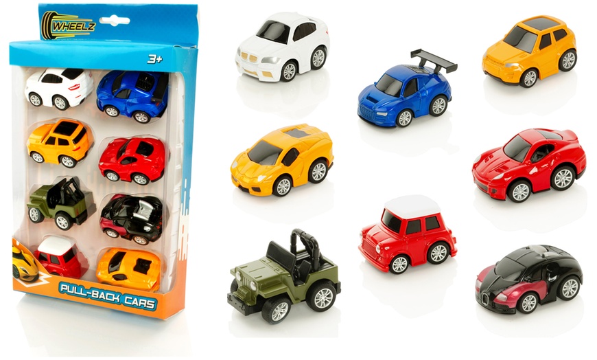 Image 1: Set of Eight Die-Cast Pull Back Cars