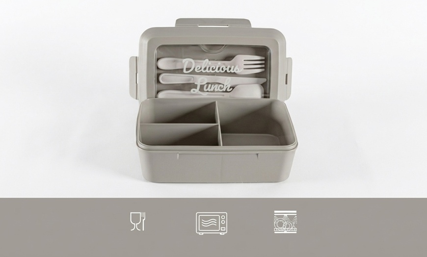 Image 10: Ensemble de 2 boîtes à lunch avec 3 compartiments et couverts