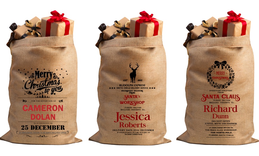 Image 2: Hessian Christmas Personalised Sack from Decomatters