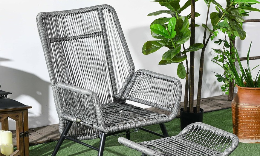 Image 2: Outsunny Two Piece PE Rattan Effect Garden Chair Set
