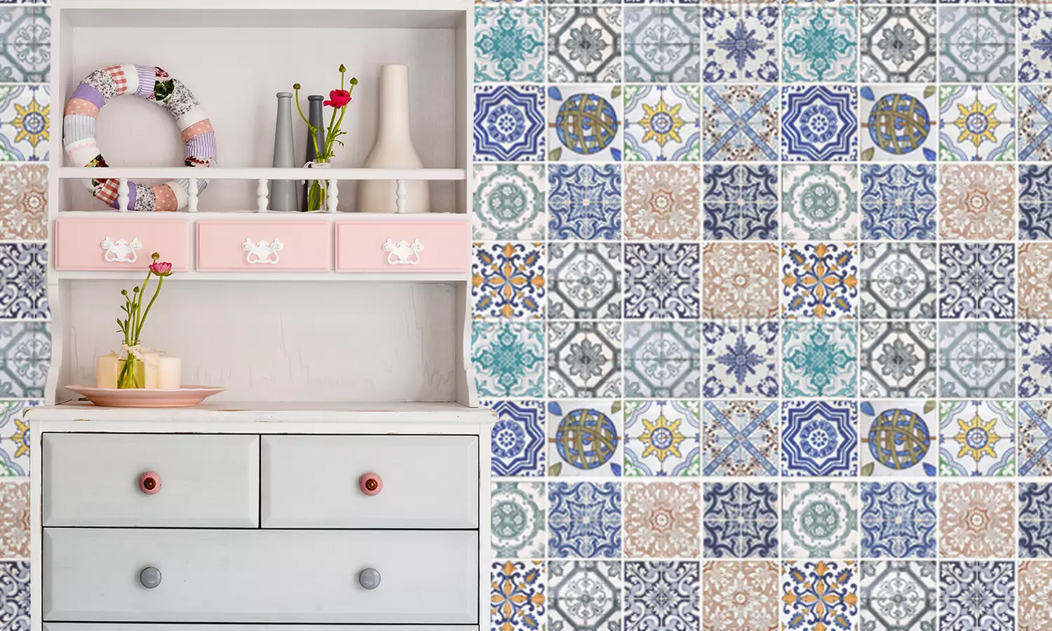 1 ou 2 packs de 4 stickers carreaux de ciment - Second Medium