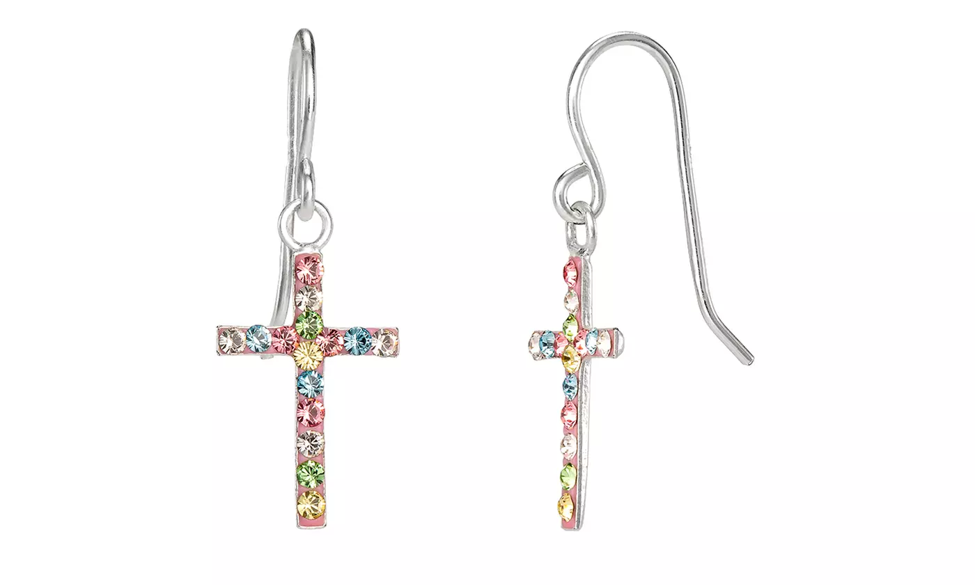 Cross Dangle Earrings in Sterling Silver - Primary Image