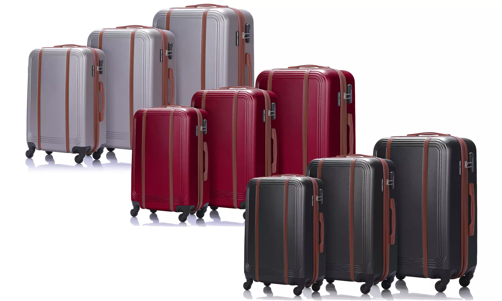 Set 3 valises PASCAL MORABITO bande PU en ABS ultra résistant, collection Vegas Sunset - Primary Image