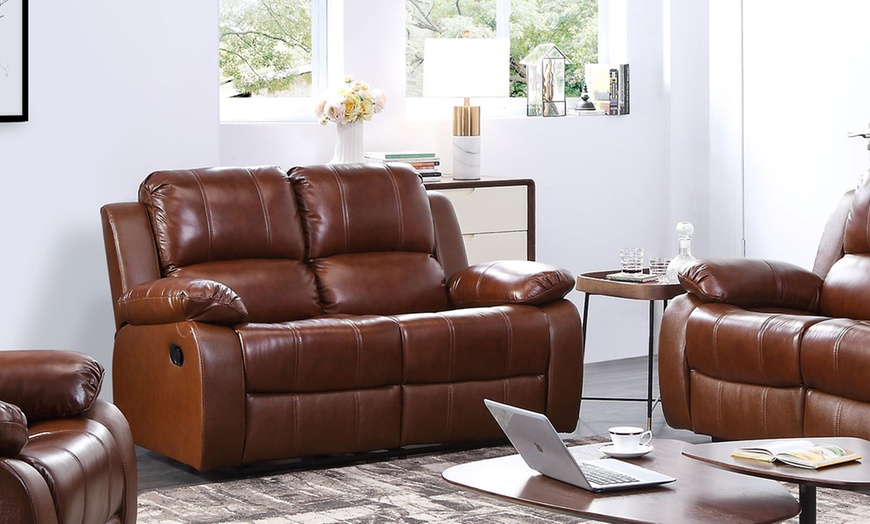 Image 3: Valencia Leather Recliner Sofa