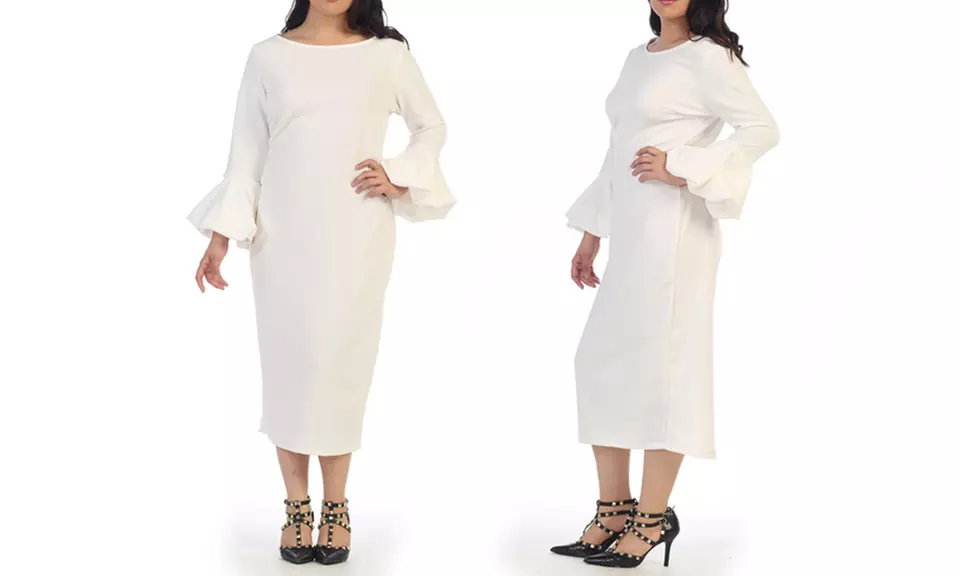 Melania Women's Plus-Size Bell-Sleeve Dress - Second Medium