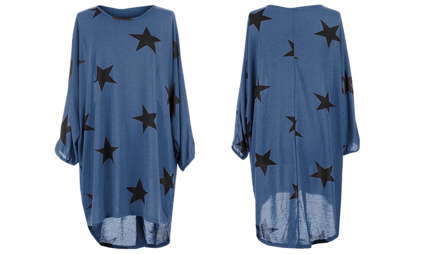 Image 11: Oversized Star Print Hi-Lo Top