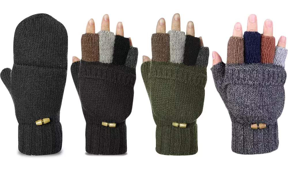 1x oder 2x Halbfinger-Handschuhe mit Klappe in der Farbe nach Wahl - Primary Image