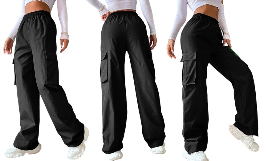 Image 9: Women's High-Waist Flap Pocket Cargo Trousers