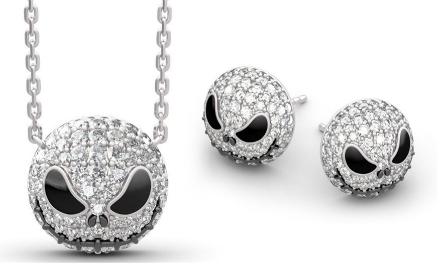 Image 1: Skull Necklace and Earrings Set