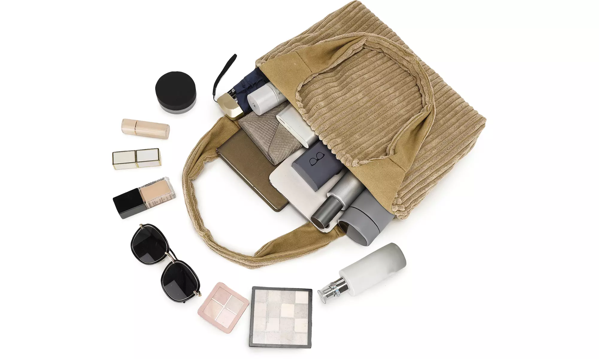 Women's Reversible Corduroy Shoulder Bag With Spacious Interior