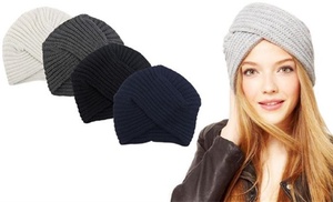 One or Two Women's Knitted Turban-Style Winter Hats