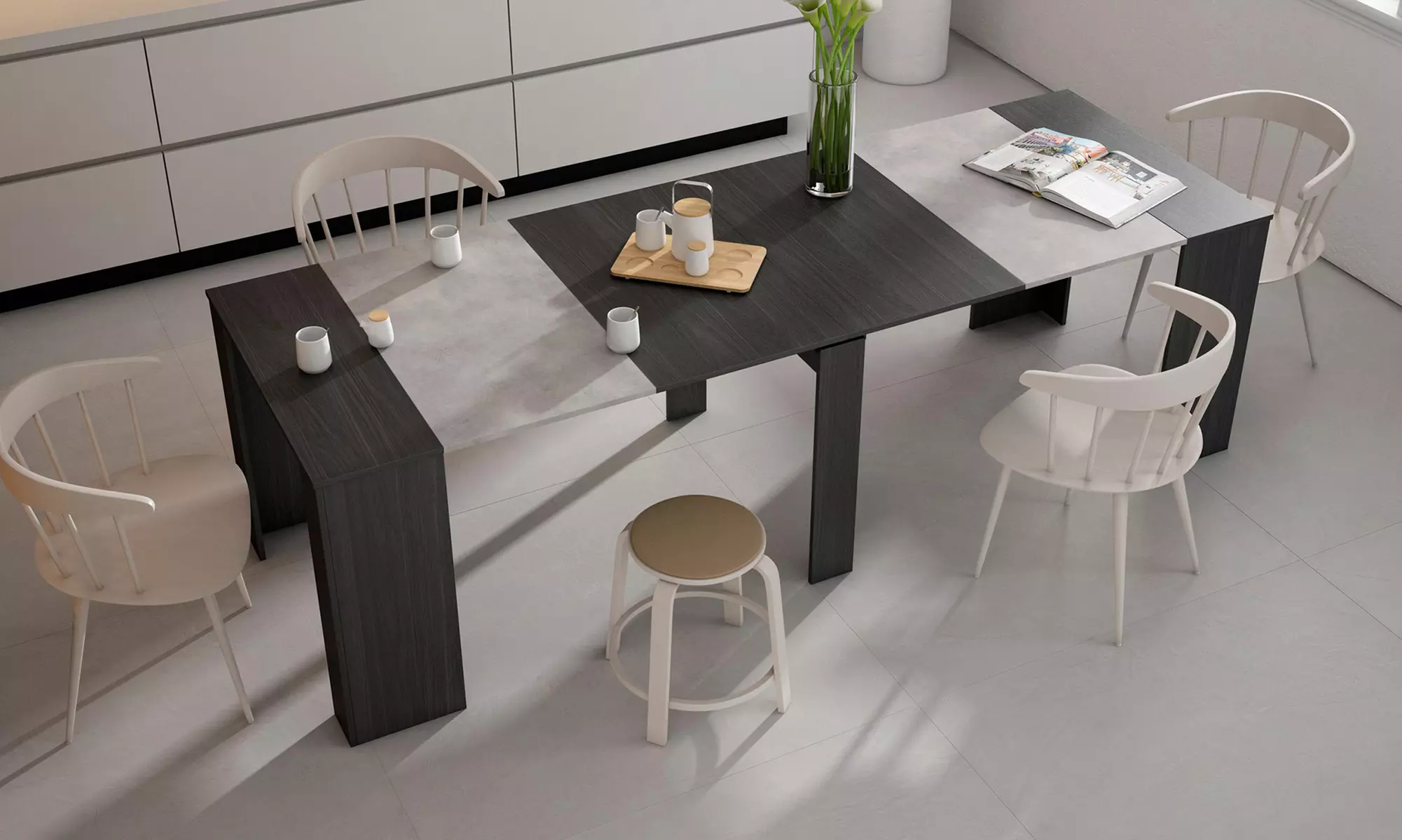 Uitschuifbare tafel voor maximaal 10 of 12 personen