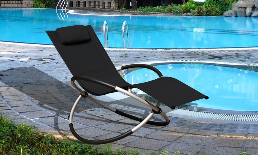 Image 4: Zero Gravity Rocking Lounger Chair