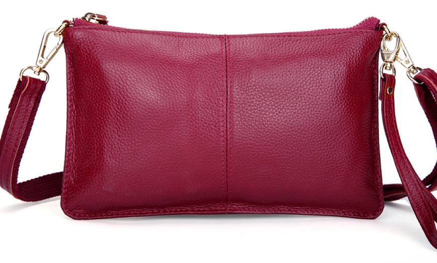 Image 9: Leather Wristlet Crossbody Purse