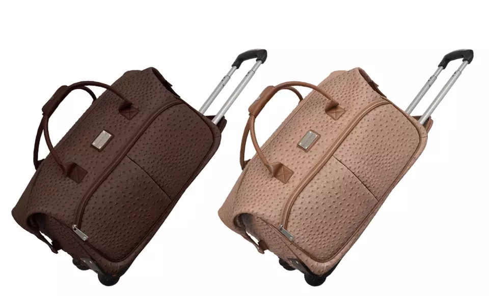 Adrienne Vittadini Rolling 21" Duffel in Brown or Natural. Free Returns. - Primary Image