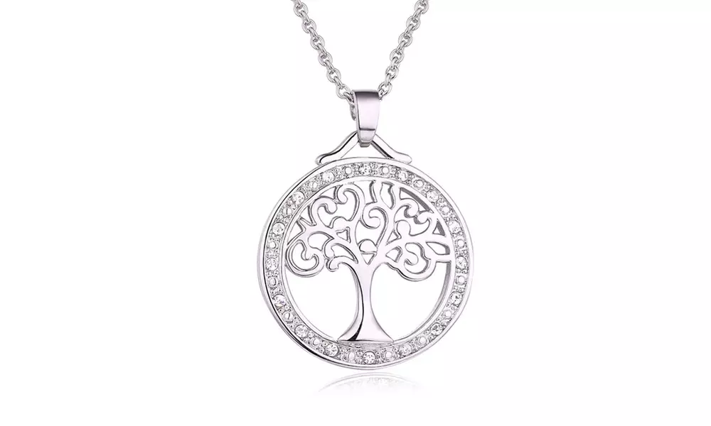 18K Gold Plated Tree Of Life Pendant Necklace made with Swarovski Elements by Barzel - Second Medium