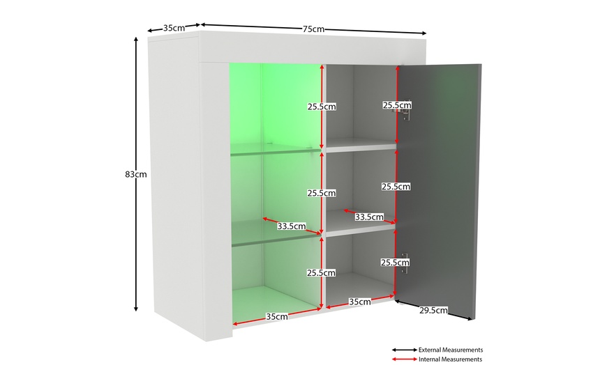 Image 18: Vida Designs Azura One-Door LED Sideboard