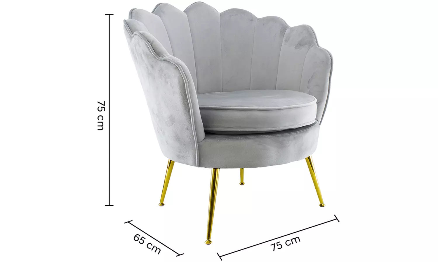 Poltrona con schienale a conchiglia