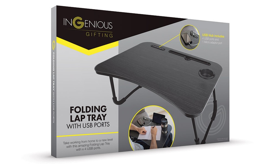 Image 5: Portable Folding Lap Desk with USB Ports