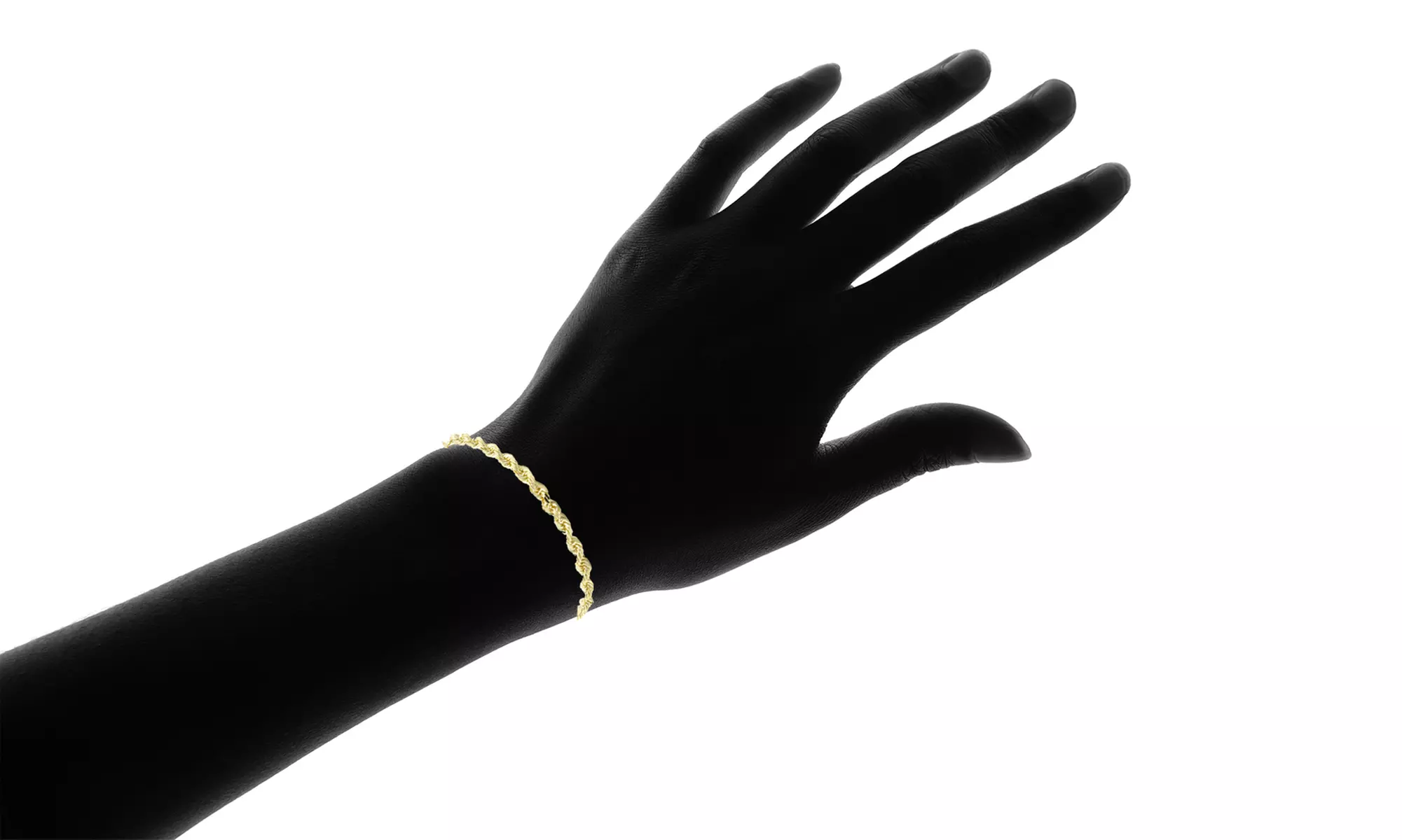 4MM Diamond-Cut Rope Chain Bracelet in 10K Solid Gold by Moricci - Second Medium