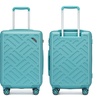 Image 9: Three-Piece Sleek Geometric Pattern Hard Shell ABS+PC Suitcase Set 
