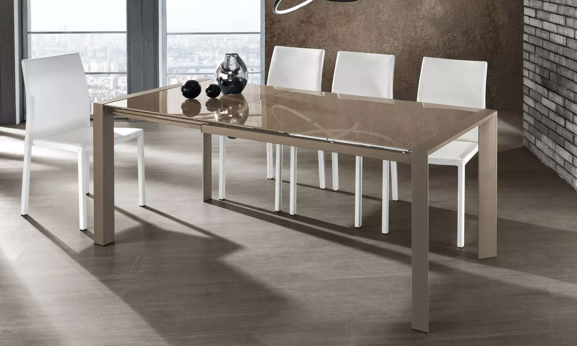 Tavolo allungabile Valla con piano in vetro temperato, disponibile in 3 colori, con spedizione gratuita - Primary Image