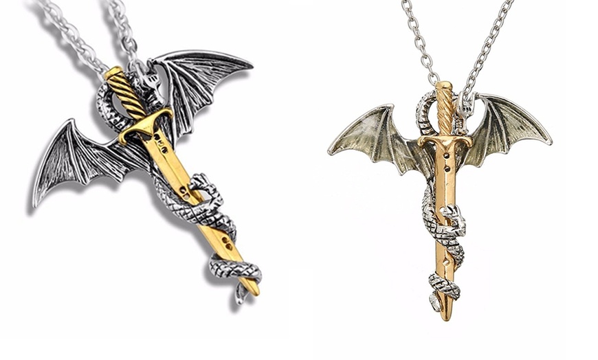 Image 2: Dragon with Sword Necklace