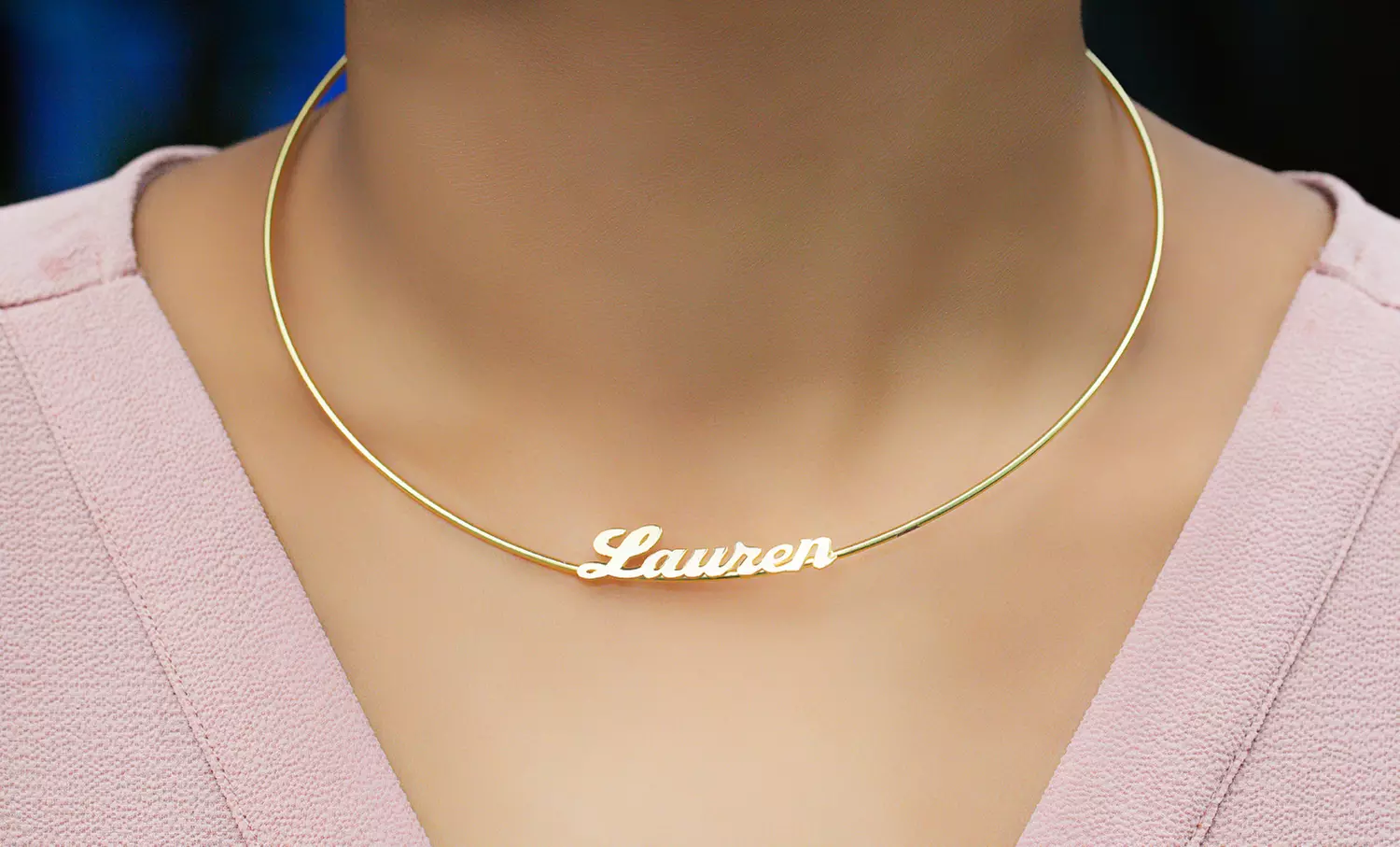 Silver- or Gold-Plated Choker Name Necklaces from MonogramHub (Up to 90% Off) - Primary Image