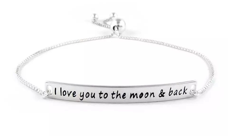 Sterling Silver I LOVE YOU TO THE MOON Adjustable Bracelet - Primary Image