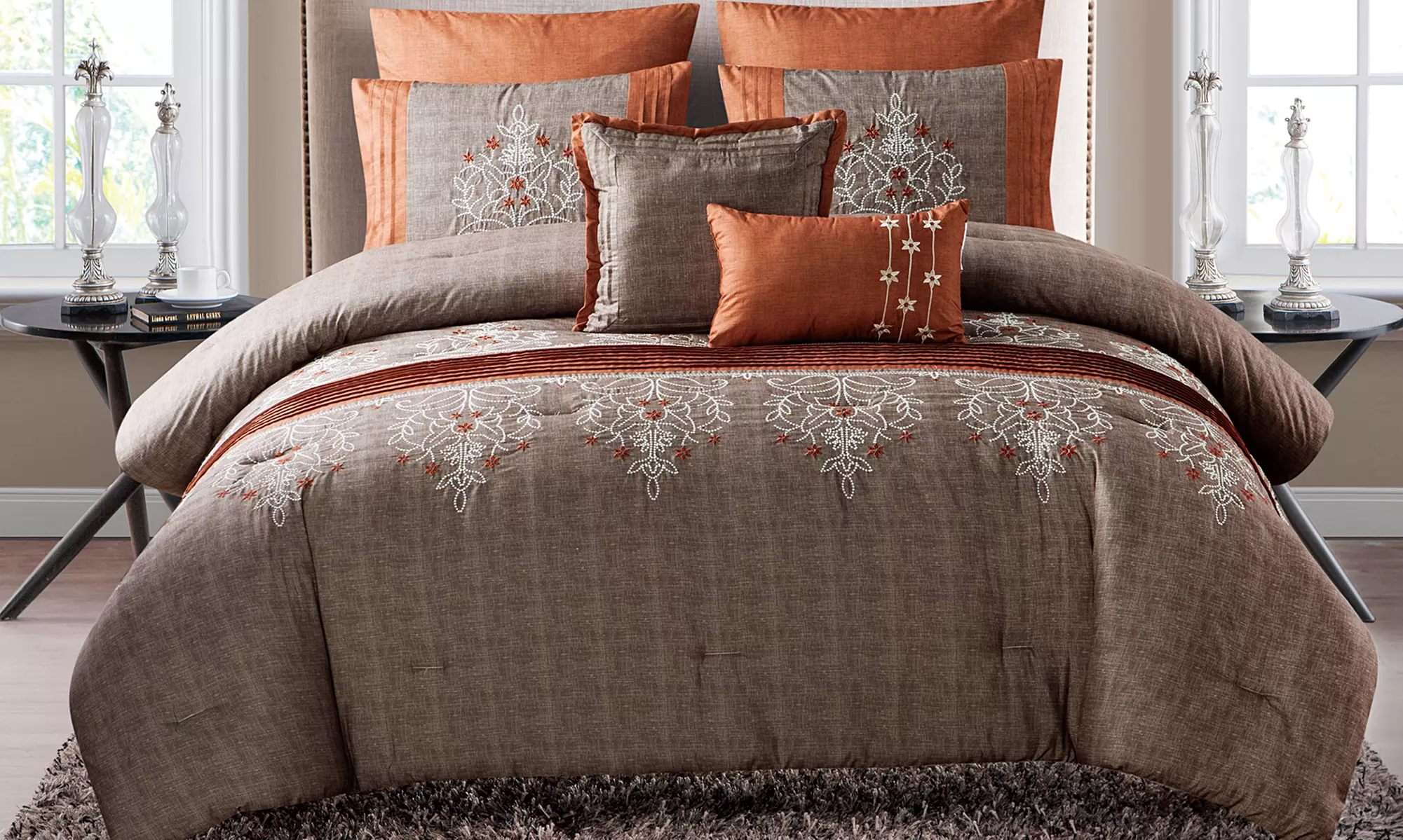 Grace Chambray Embroidered Comforter Set (7-Piece) - Primary Image