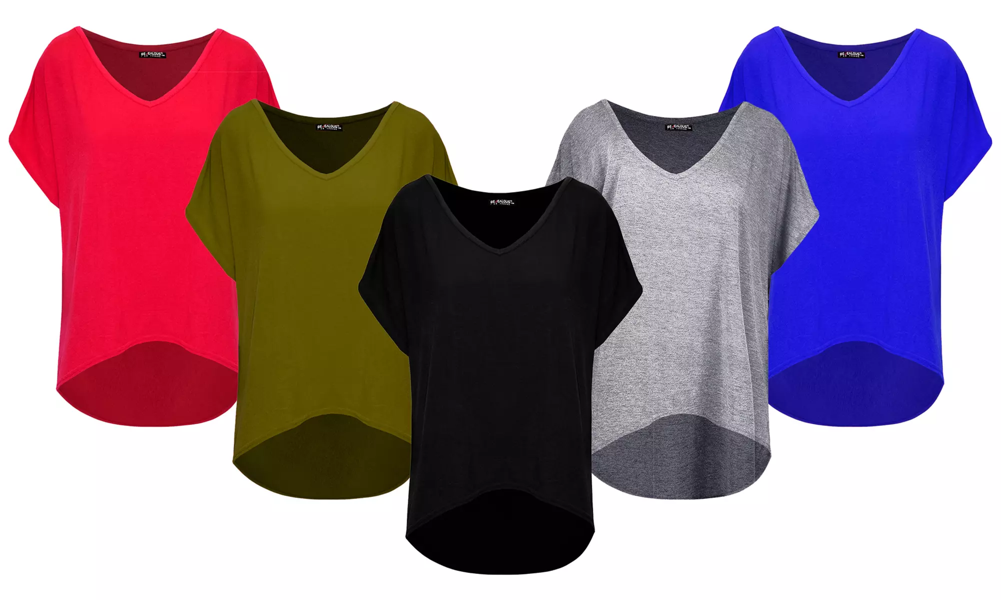 T-shirt col V coupe large - Primary Image