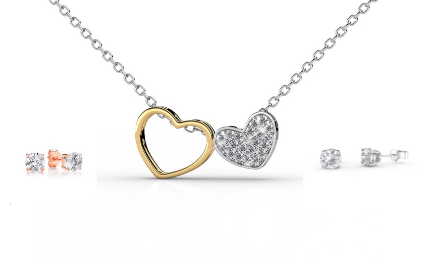 Image 3: Heart-Shaped Pendant and Earrings Made with Crystals from Swarovski®