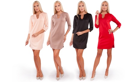 Robe tunique manches 3/4 col chaîne