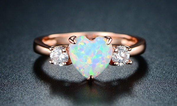 Opal heart engagement deals ring