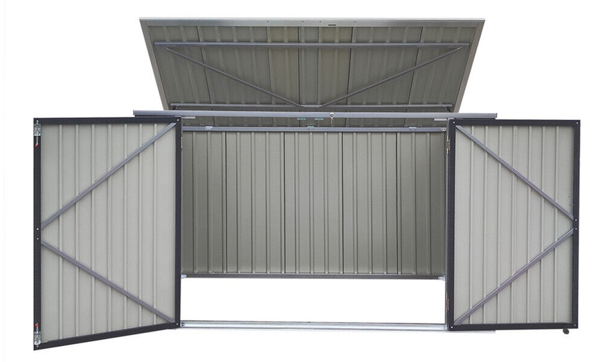 Image 2: Weather-Resistant Metal Double Door Garden Storage Shed