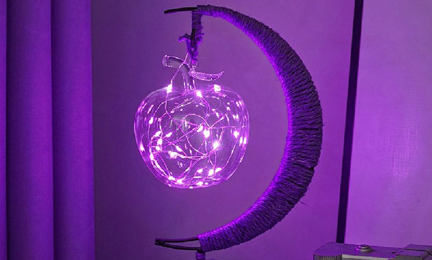 Image 13: LED Half-Moon Rattan Ball Lamp