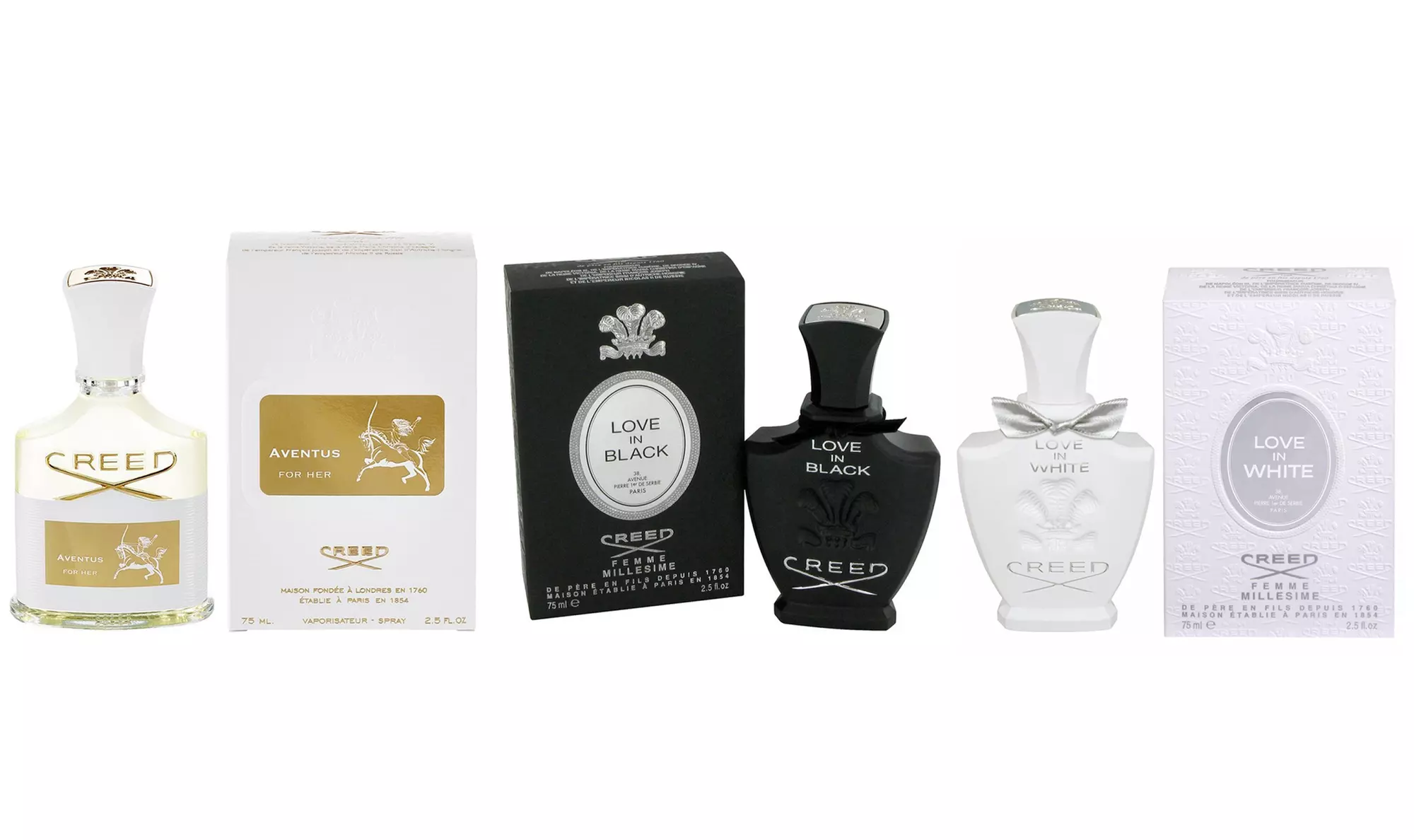 Creed Love in Black, Love in White, or Aventus for Her Eau de Parfum for Women (2.5 Fl. Oz.) - Primary Image