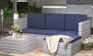 Five-Piece Rattan-Effect Outdoor Patio Sofa Set