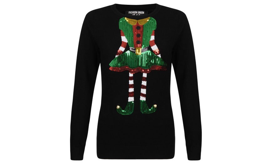 Image 3: Women's Sequin Christmas Jumper