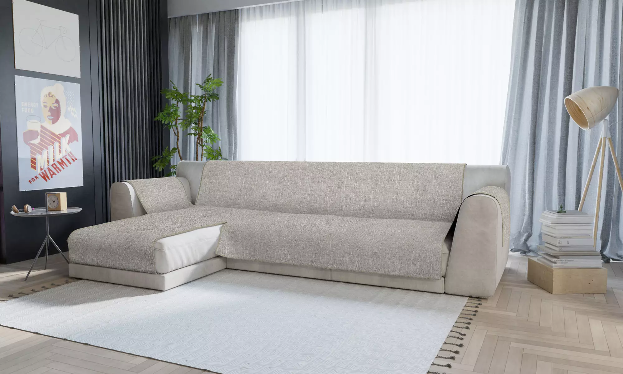 Copridivano antiscivolo con penisola