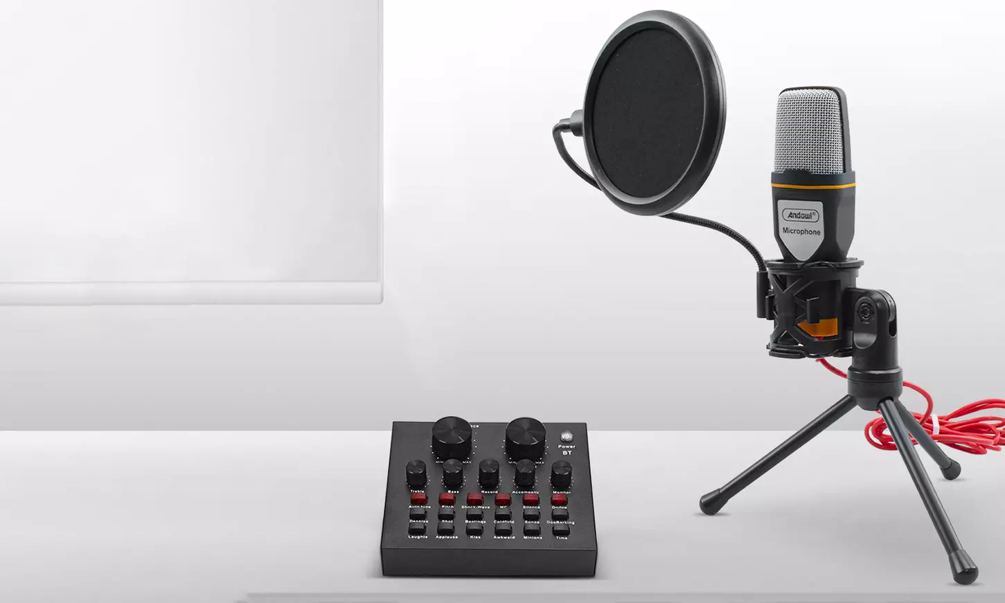 Microfono a condensatore per pc, con asta treppiedi e mixer - Primary Image