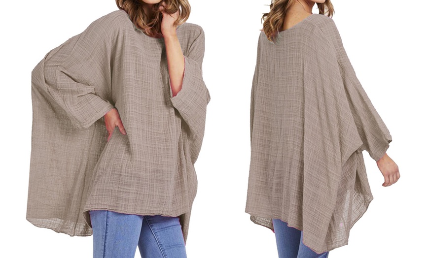 Image 9: Oversized Linen Kaftan Top