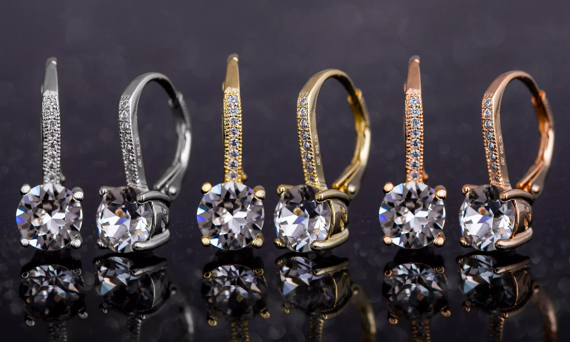 Leverback Earrings over Sterling Silver Made with Swarovski Elements by Lesa Michele (Multiple Options Available) - Primary Image