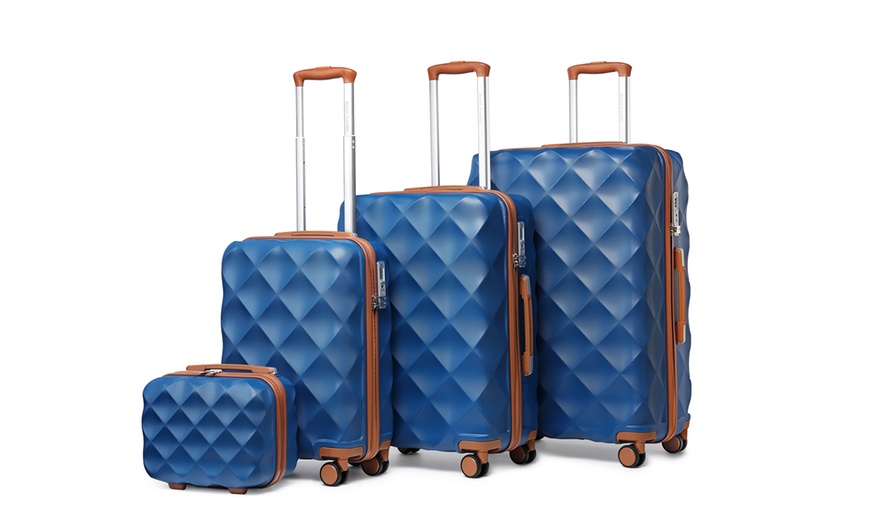 Image 28: One or Four Pieces of Ultralight ABS Diamond Suitcase
