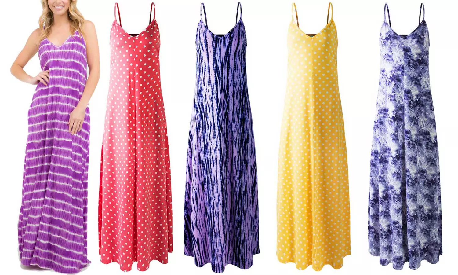 Doublju Women's Spaghetti Strap Maxi Dress with Pockets. Plus Sizes Available. - Primary Image