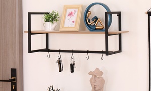 Wall-Mounted Rack Hanging Shelf with Hooks