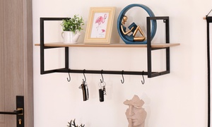 Wall-Mounted Rack Hanging Shelf with Hooks